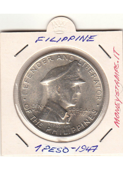 FILIPPINE Peso 1947 Argento KM# 185 Douglas Arthur Circolata
